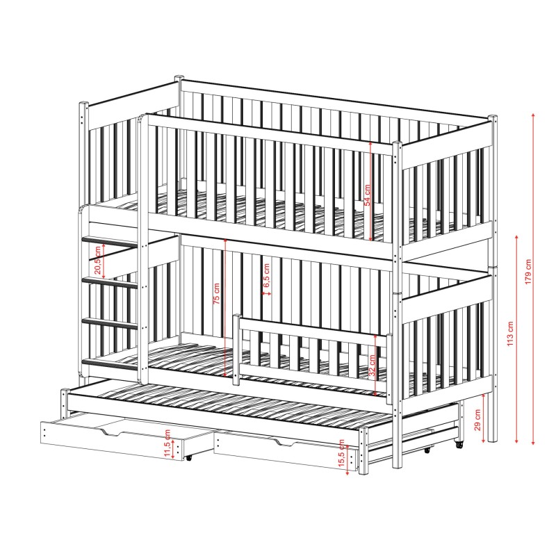 EMILKA 90x190 cashmere bunk bed Lano Furniture