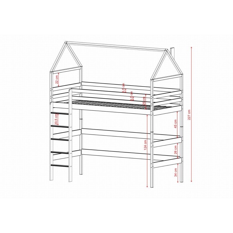 GLORIA 90x190 cashmere single bunk bed mezzanine Lano Furniture