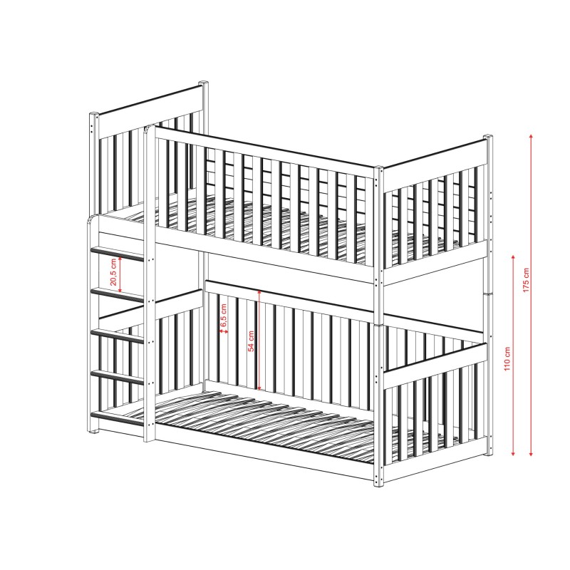 KONRAD 90x190 olive bunk bed Lano Furniture
