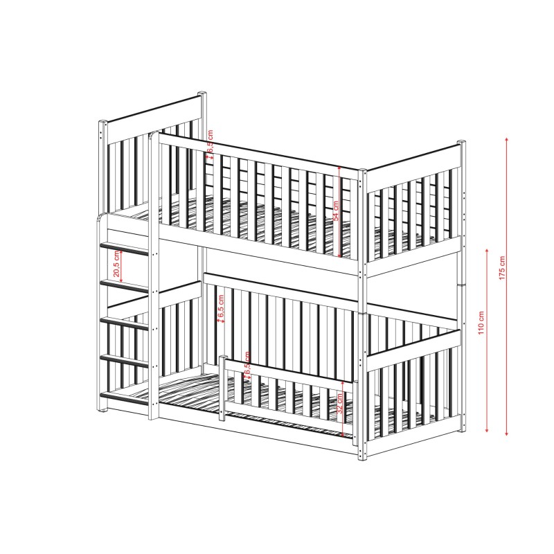KONRAD 90x190 olive bunk bed Lano Furniture