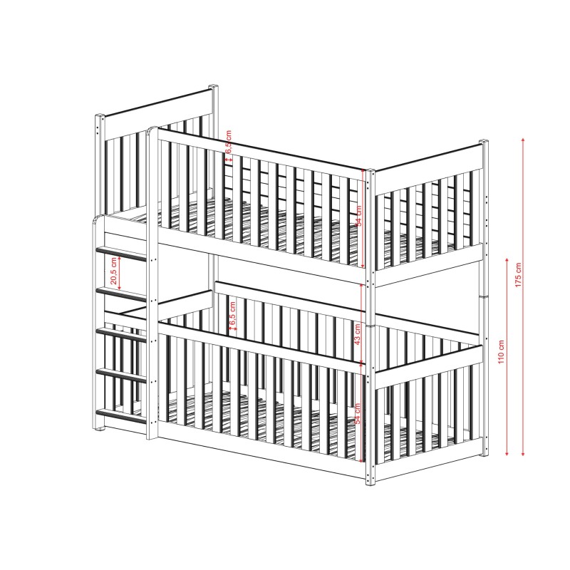 KONRAD 90x190 olive bunk bed Lano Furniture