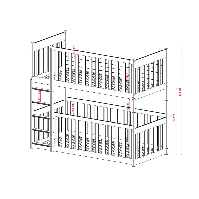 KONRAD 90x190 olive bunk bed Lano Furniture