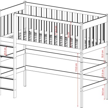 LAURA 90x190 olive single bunk bed mezzanine Lano Furniture