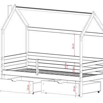 LILA 90x200 olive single children's bed Lano Furniture