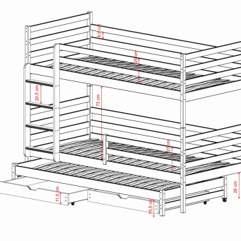 LUK 80x160 olive bunk bed Lano Furniture