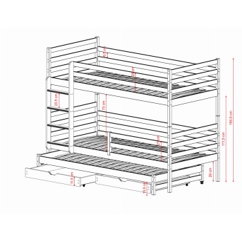 LUK 90x190 olive bunk bed Lano Furniture