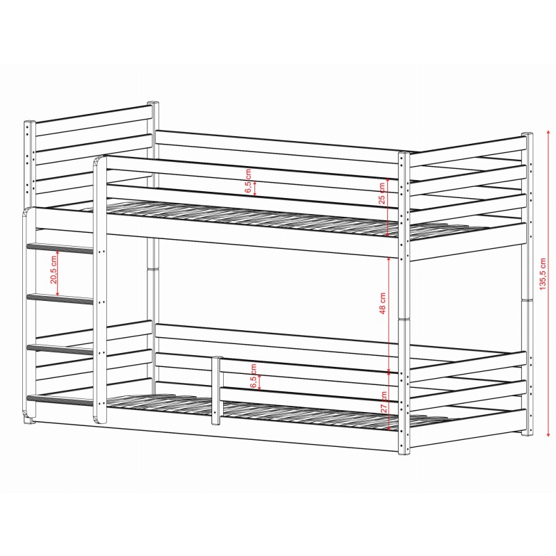 MINI 80x200 olive bunk bed Lano Furniture
