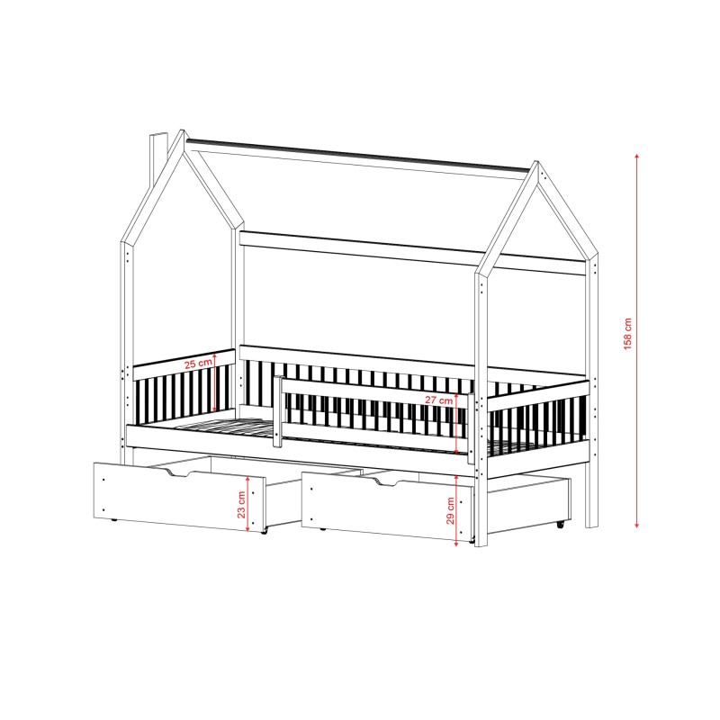 OSKAR 90x190 cashmere single childrens bed Lano Furniture