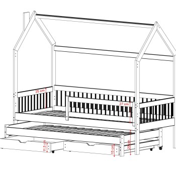 PAPI 80x160 olive children's bed house Lano Furniture