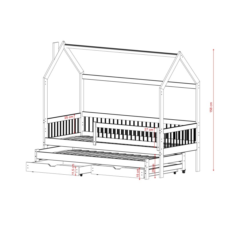PAPI 80x160 olive childrens bed house Lano Furniture