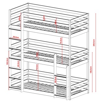 TED 80x200 olive bunk bed Lano Furniture