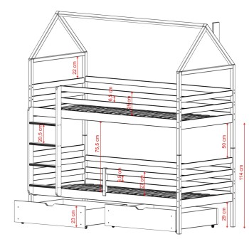 ALEX 80x180 milk chocolate bunk bed Lano Furniture