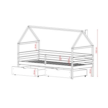 ARON 80x180 cinnamon single children's bed Lano Furniture