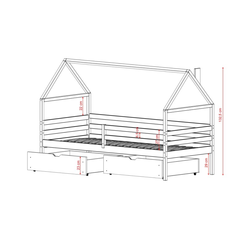 ARON 80x200 cinnamon single childrens bed Lano Furniture