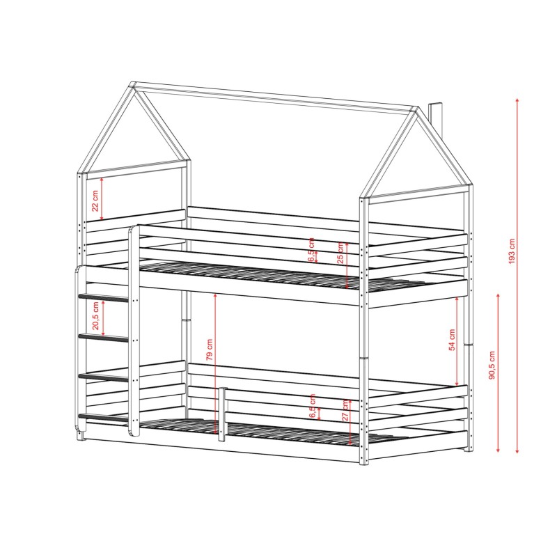 AXEL 90x190 dark chocolate bunk bed Lano Furniture