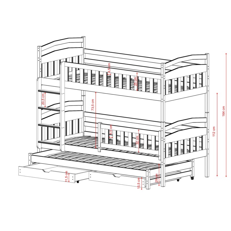 BLANKA 80x200 milk chocolate bunk bed Lano Furniture