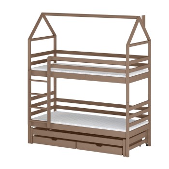 DALIA 80x200 milk chocolate bunk bed house Lano Furniture