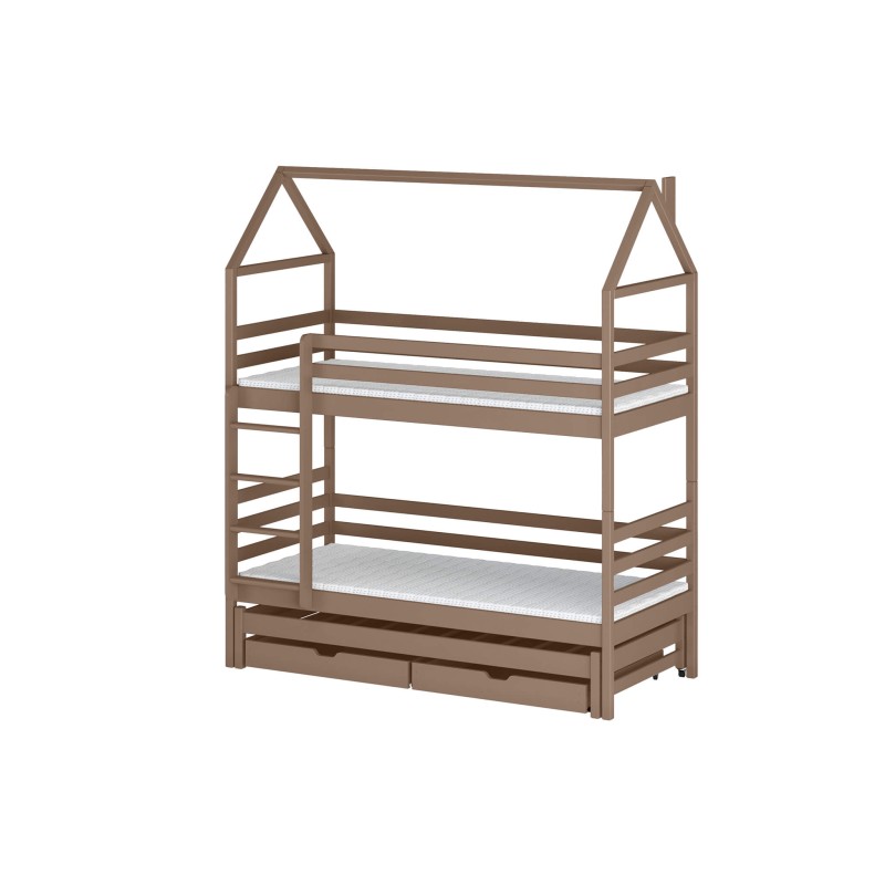 DALIA 80x200 milk chocolate bunk bed house Lano Furniture