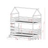 DALIA 80x200 milk chocolate bunk bed house Lano Furniture