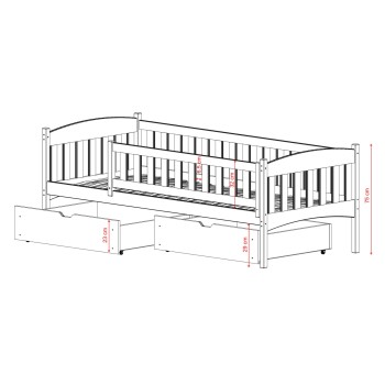 GUCIO 80x180 milk chocolate single children's bed Lano Furniture