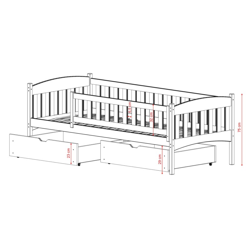 GUCIO 80x200 milk chocolate single childrens bed Lano Furniture