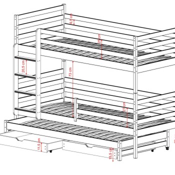 LUK 90x190 milk chocolate bunk bed Lano Furniture