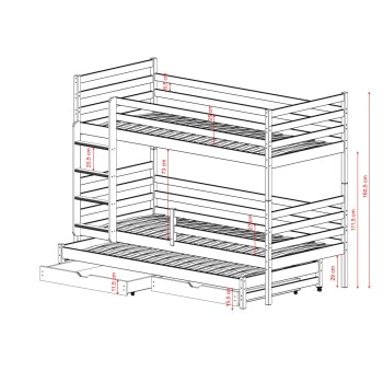 LUK 90x190 milk chocolate bunk bed Lano Furniture