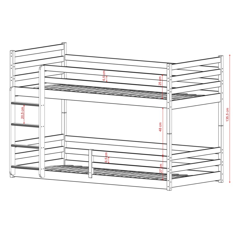 MINI 80x160 dark chocolate bunk bed Lano Furniture