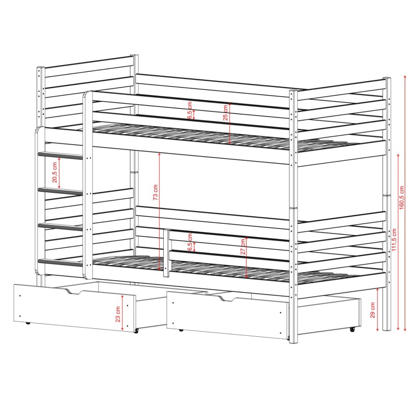 NEMO 80x200 dark chocolate bunk bed Lano Furniture