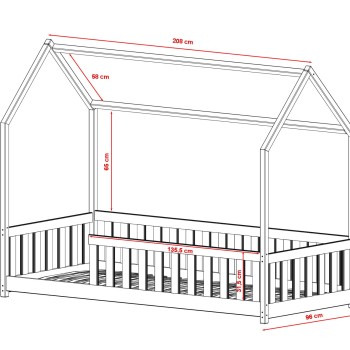 NOAH 80x180 milk chocolate Montessori floor bed children's house Lano Furniture