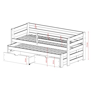 SENSO 90x190 cinnamon double trundle bed Lano Furniture