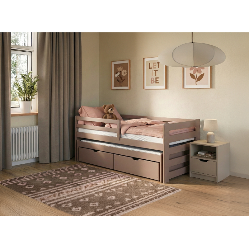 SENSO 90x190 milk chocolate double trundle bed Lano Furniture