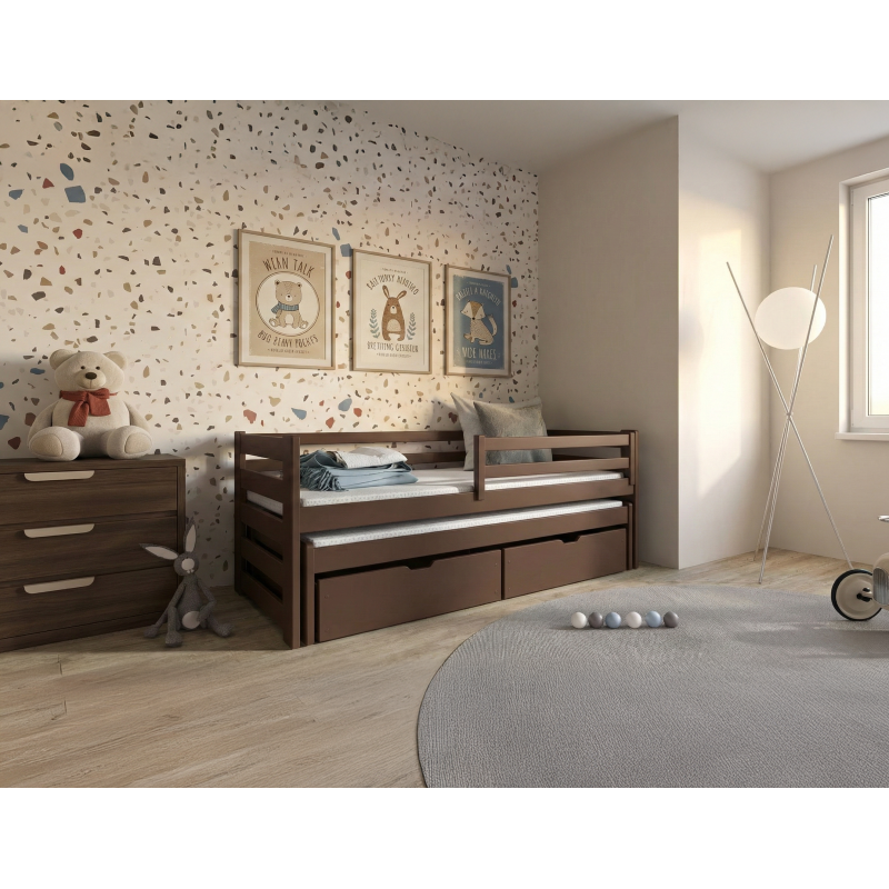 SENSO 90x190 dark chocolate double trundle bed Lano Furniture