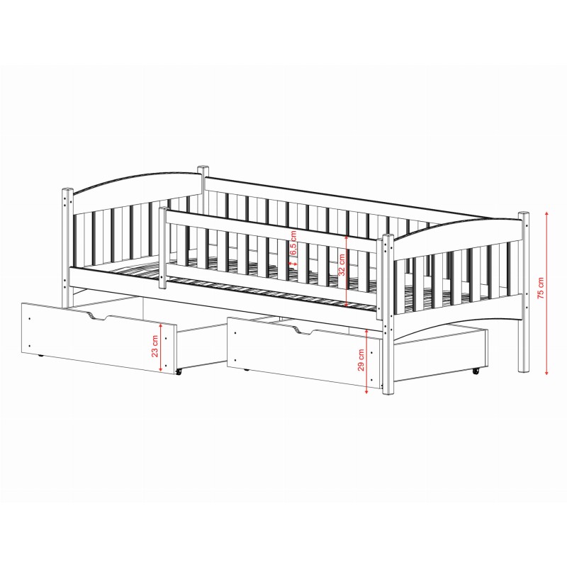 GUCIO 90x200 cotton single childrens bed Lano Furniture