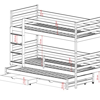 LUK 90x190 cotton bunk bed Lano Furniture