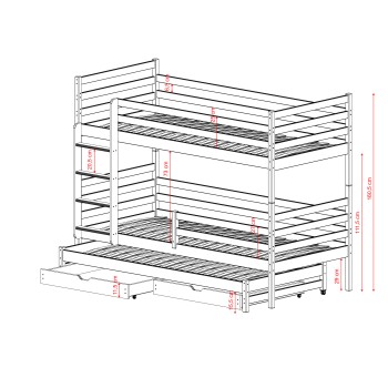 LUK 90x190 cotton bunk bed Lano Furniture