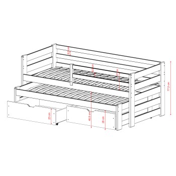 SENSO 90x190 cotton double trundle bed Lano Furniture