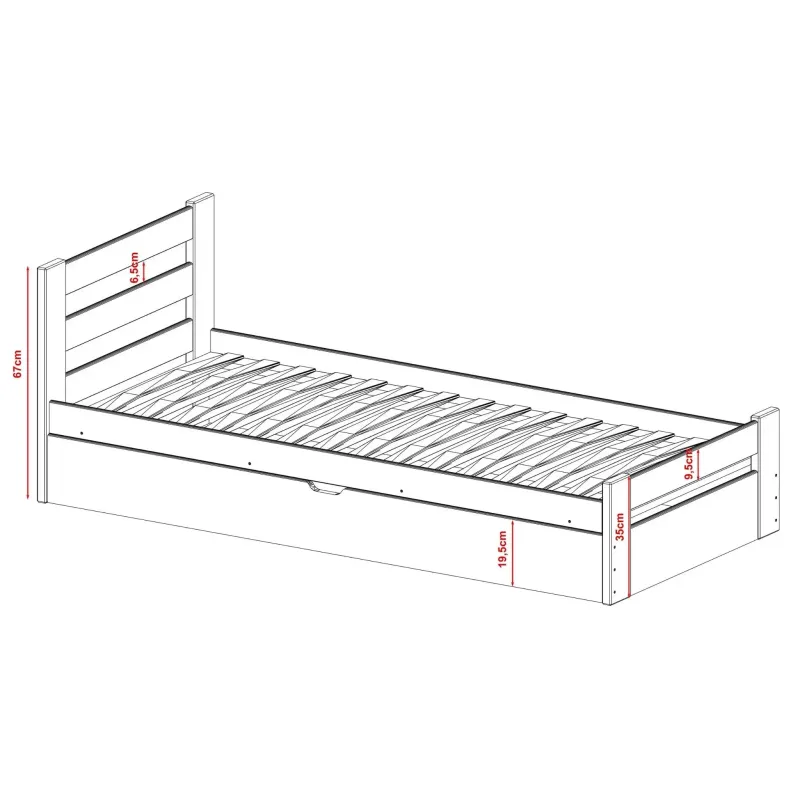 NELA 80x200 grey childrens bed Lano Furniture