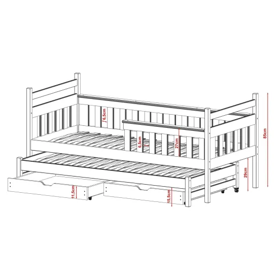 DOMINIK 80x180 graphite bunk bed Lano Furniture