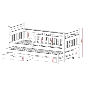 DOMINIK 90x190 graphite bunk bed Lano Furniture