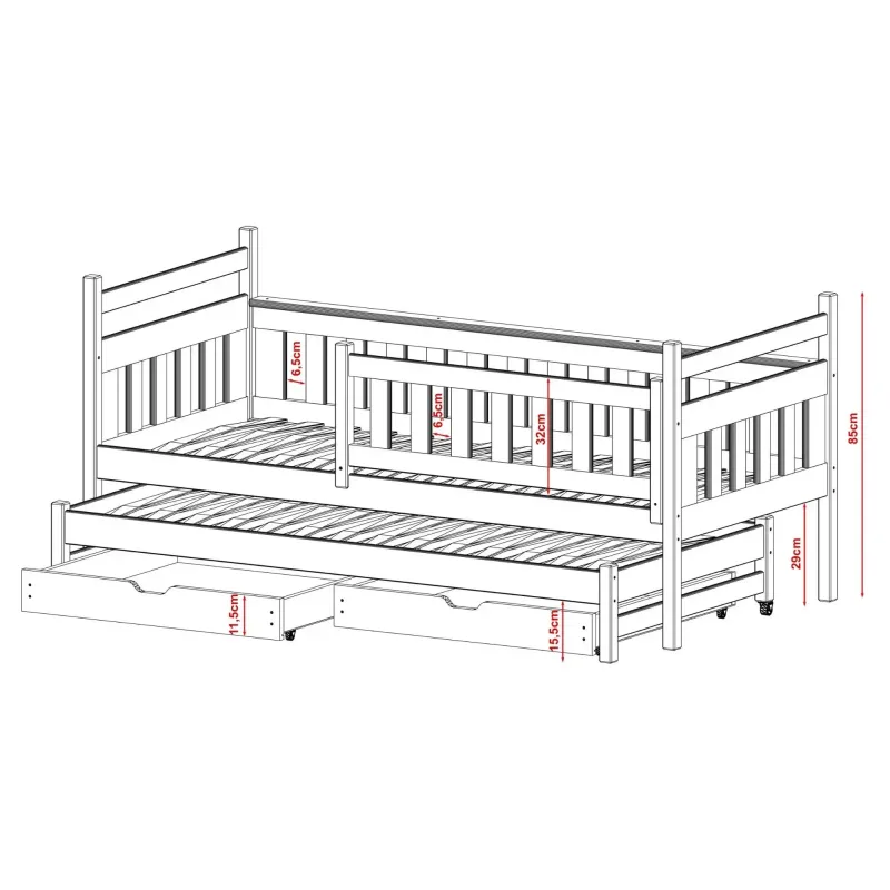 DOMINIK 80x160 grey bunk bed Lano Furniture