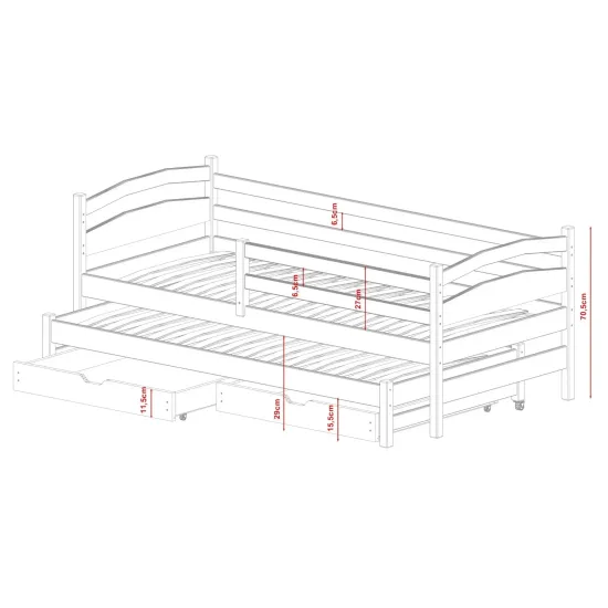TOSIA 90x190 graphite bunk bed Lano Furniture