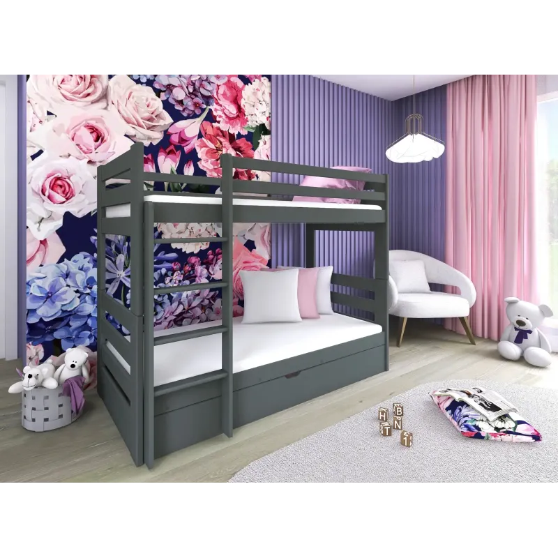AYA 90x200 graphite bunk bed Lano Furniture