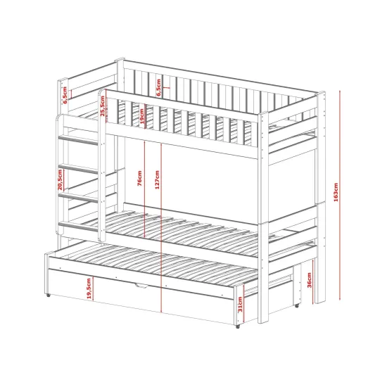 HARVEY 90x200 white bunk bed Lano Furniture HARVEY 90x200 white bunk bed Lano Furniture