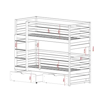 LOFT 80x180 white bunk bed Lano Furniture