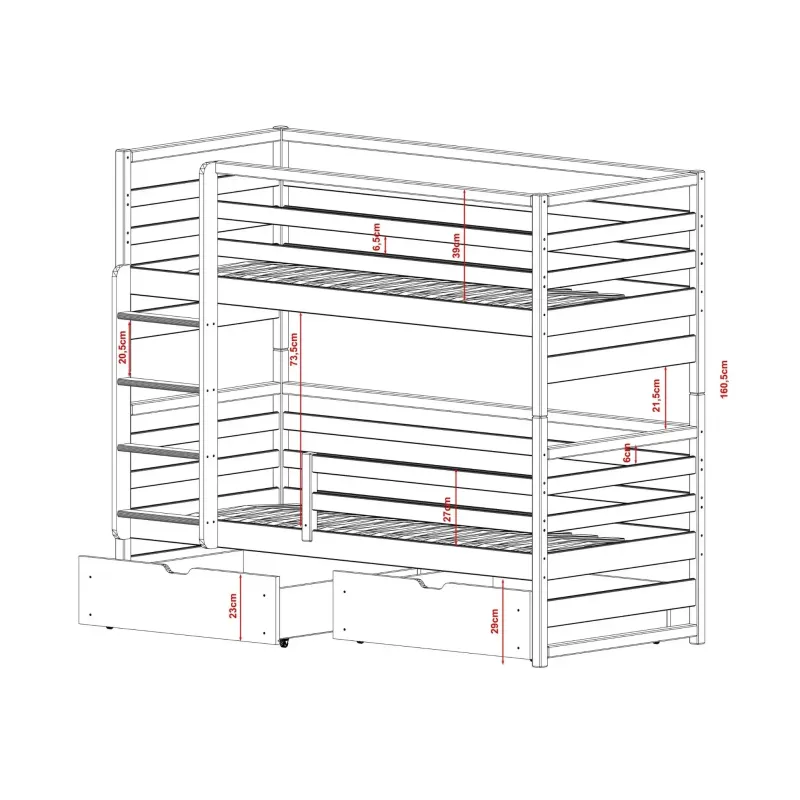 LOFT 80x200 white bunk bed Lano Furniture