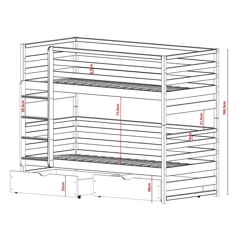 LOFT 80x160 pine bunk bed Lano Furniture