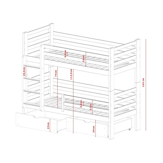 PATRYK 80x180 graphite bunk bed Lano Furniture PATRYK 80x180 graphite bunk bed Lano Furniture