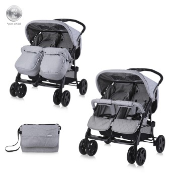 BABY STROLLER TWIN COOL GREY+BAG