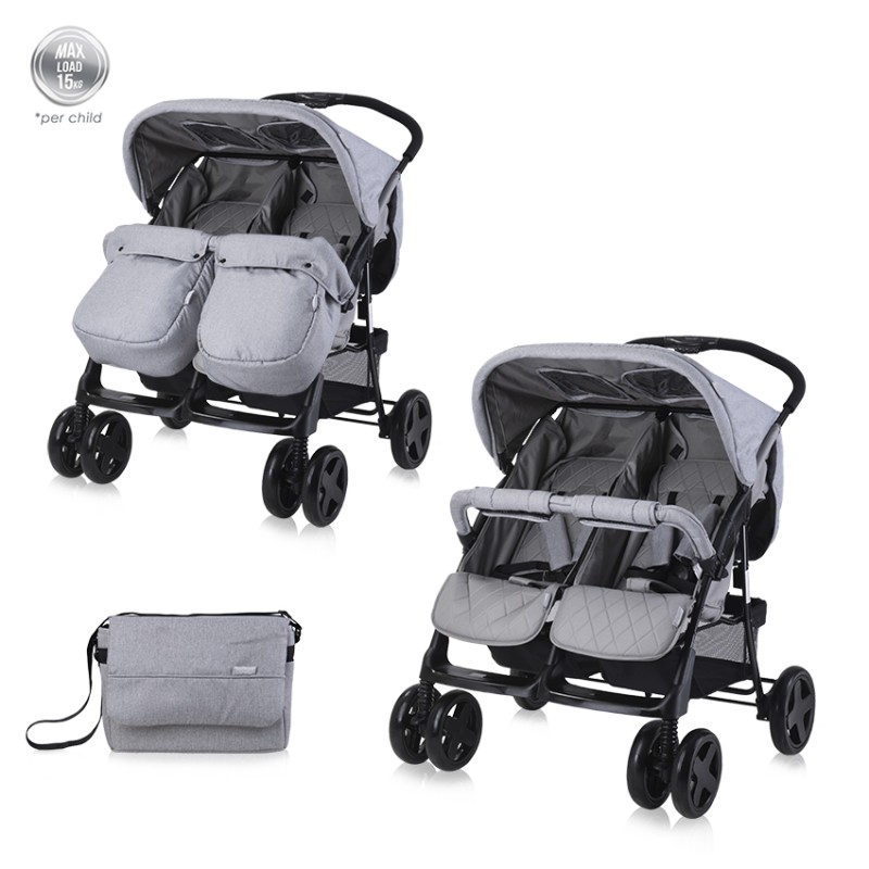 BABY STROLLER TWIN COOL GREY+BAG